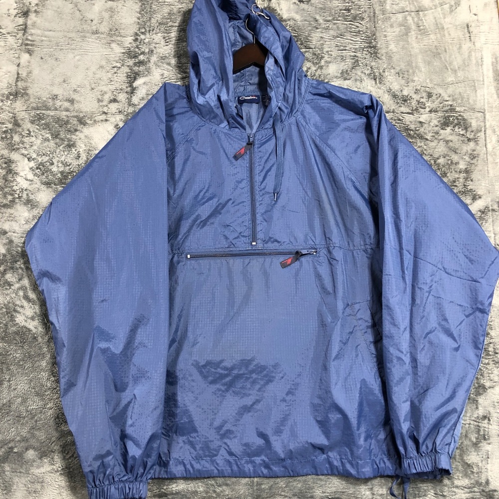 Catalina Windbreaker Anorak Mens XL Blue Ripstop Hooded Half Zip Pullover‎